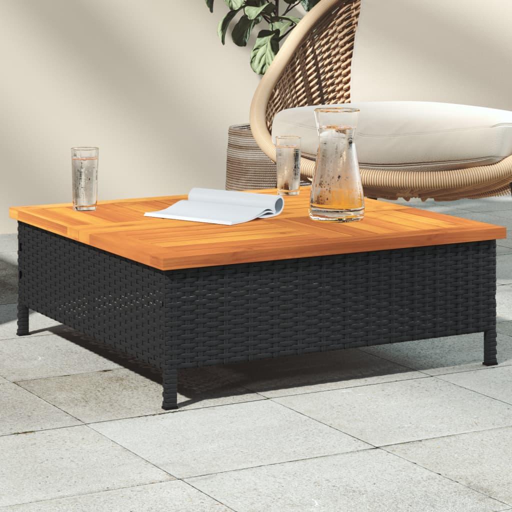 Havebord 70X70X25 Cm Rattan Og Massivt Akacietræ - Sort