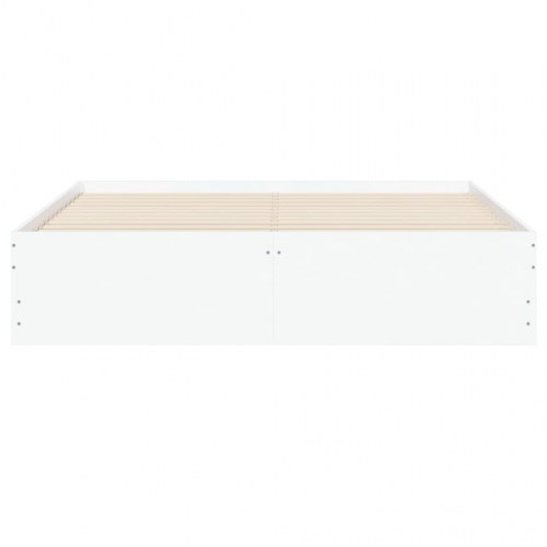 Sengeramme med skuffer 150×200 cm - hvid, konstrueret træ