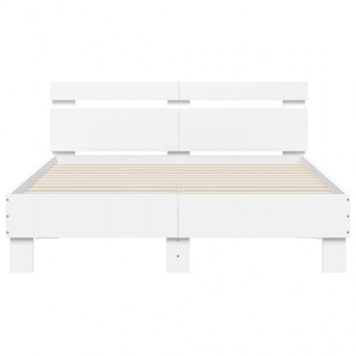 Sengeramme med sengegavl og LED-lys 120x190 cm hvid