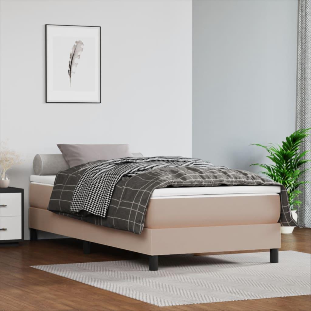 Springmadras M. Pocketfjedre 120x190x20cm Kunstlæder Cappuccino