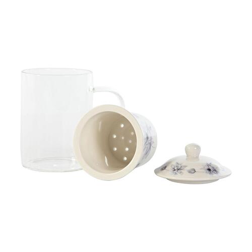 Krus med infusionsfilter Blå Hvid Grøn Krystal Porcelæn 300 ml (3 enheder)