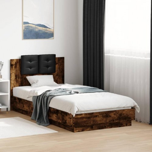 Sengeramme med sengegavl 90 x 190 cm - røget eg