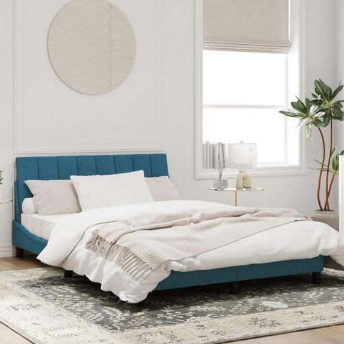 Sengeramme Hanko 140 x 190 cm - blå velour