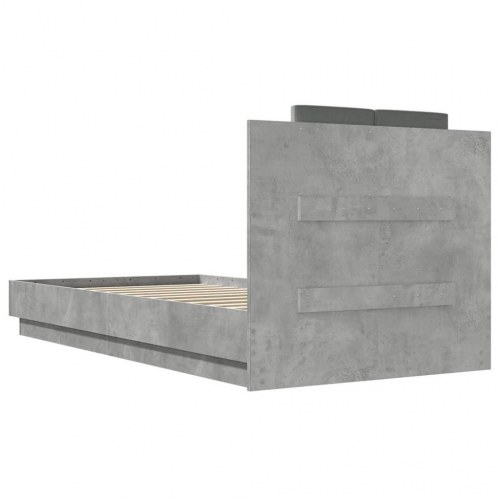 Sengeramme med sengegavl 90 x 190 cm - betongrå