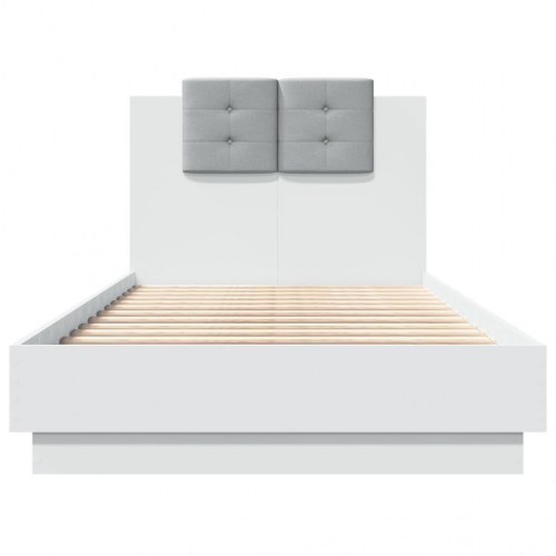 Sengeramme med sengegavl og LED-lys 75 x 190 cm - hvid