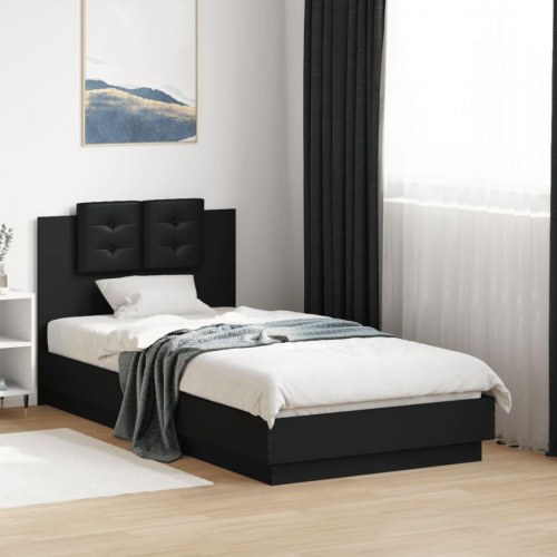 Sengeramme med sengegavl 75 x 190 cm - sort
