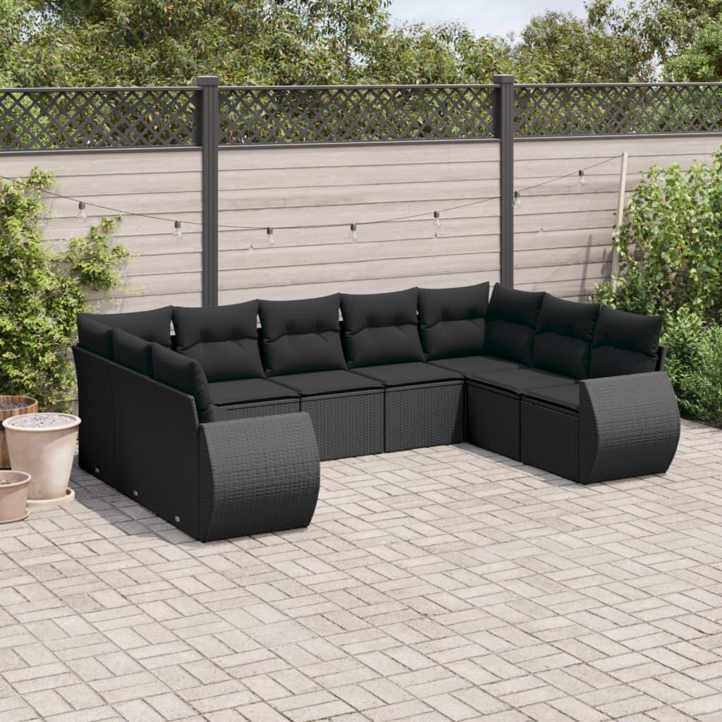 Sofasæt Til Haven 9 Dele Med Hynder Polyrattan Beige - Sort / Uden bord