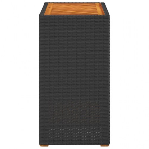 Havebord med trætop 60x40x75 cm polyrattan sort