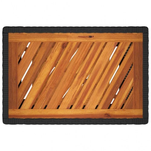 Havebord med trætop 60x40x75 cm polyrattan sort