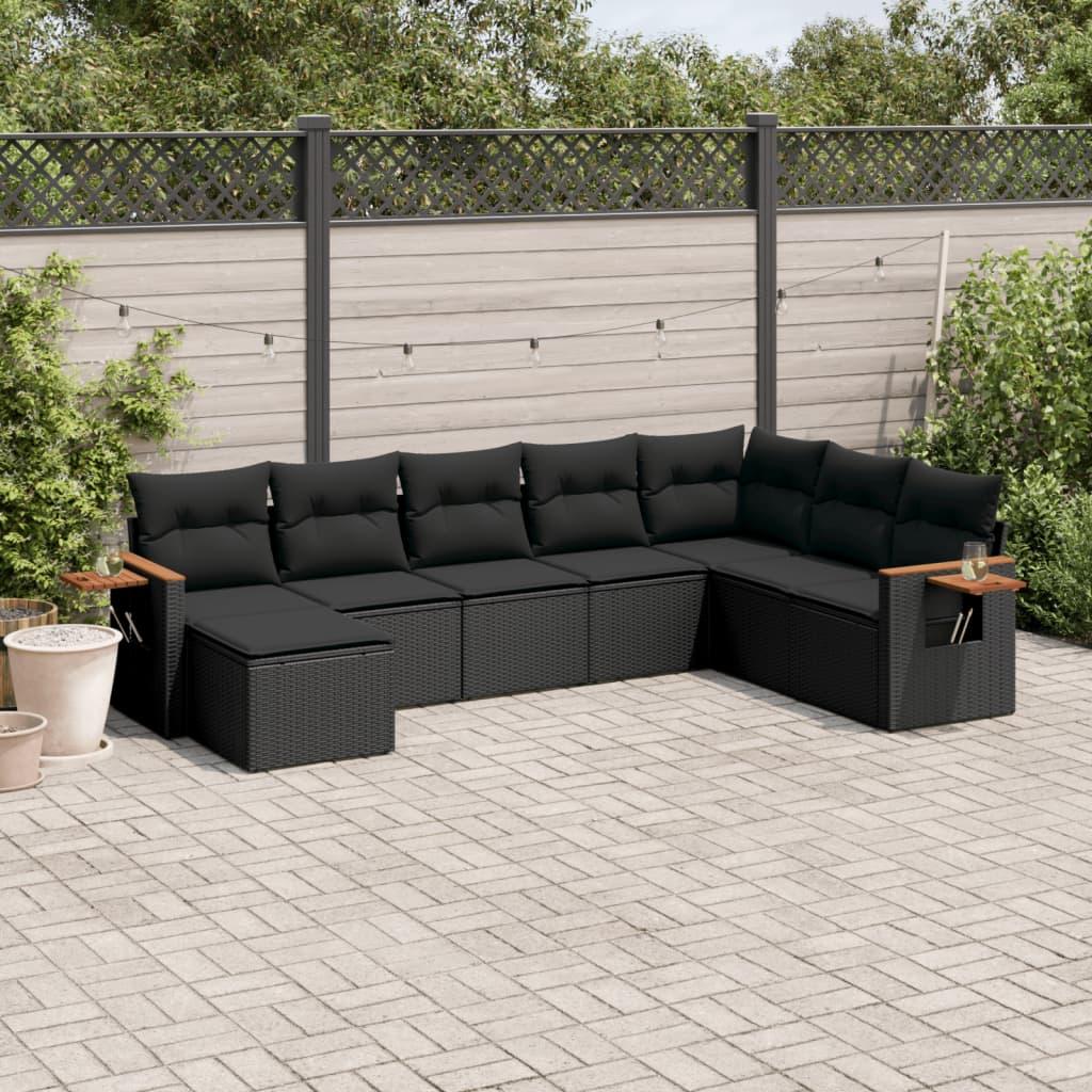 Sofasæt Til Haven 9 Dele Med Hynder Polyrattan Beige - Sort / Uden bord