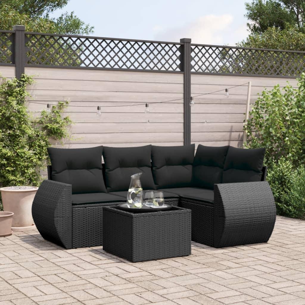 Sofasæt Til Haven 4 Dele Med Hynder Polyrattan - Sort / Uden bord
