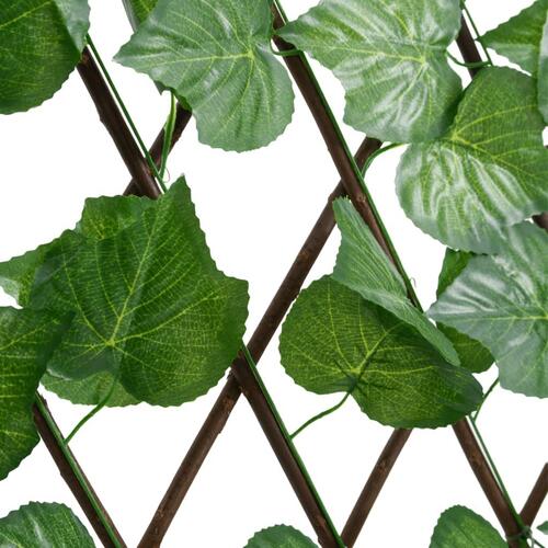 Espalier med kunstige vinblade 180x30 cm udvidelig grøn