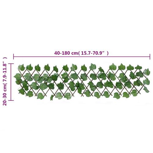 Espalier med kunstige vinblade 180x30 cm udvidelig grøn