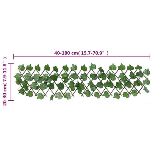 Espalier med kunstige vinblade 180x20 cm udvidelig grøn