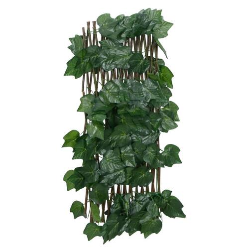 Espalier med kunstige vinblade 190x60 cm udvidelig grøn