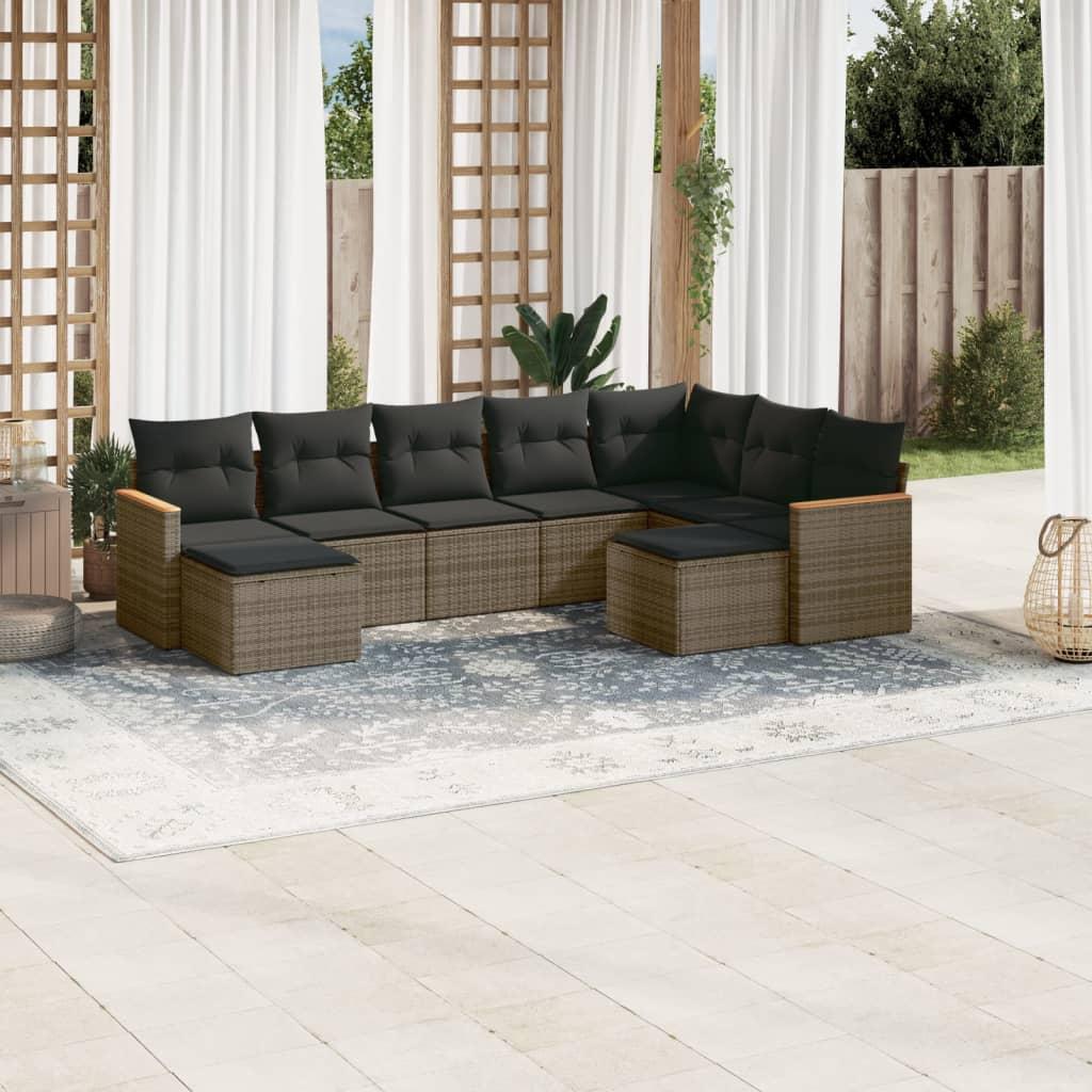 Sofasæt Til Haven 10 Dele Med Hynder Polyrattan Beige - Grå / Uden bord