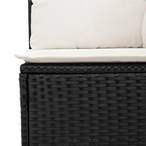Sofasæt til haven i polyrattan - 7 dele med hynder, sort/creme