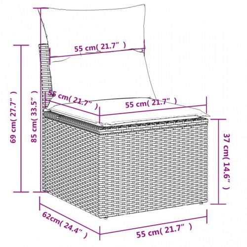 Sofasæt til haven i polyrattan - 7 dele med hynder, sort/creme