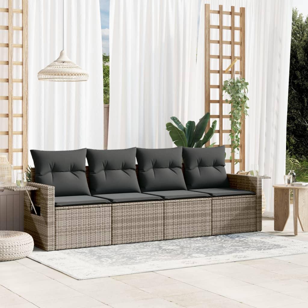 Sofasæt Til Haven 5 Dele Med Hynder Polyrattan - Grå / Uden bord
