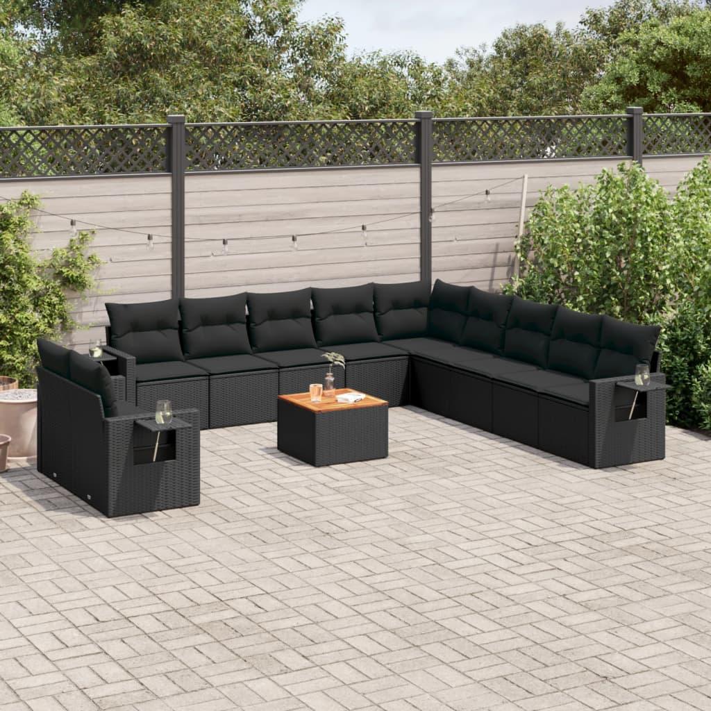 Sofasæt Til Haven 12 Dele Med Hynder Polyrattan - Sort