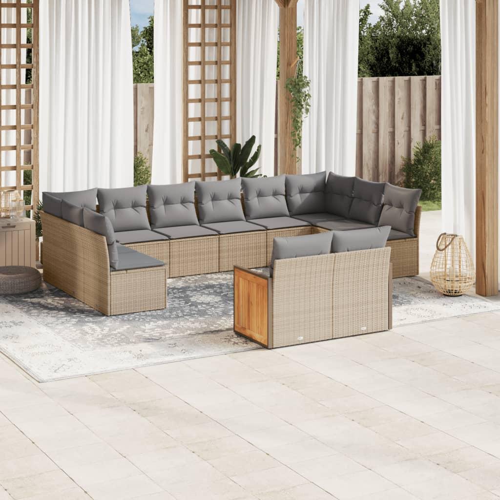 Sofasæt Til Haven 12 Dele Med Hynder Polyrattan Grå - beige og lysegrå / Uden bord