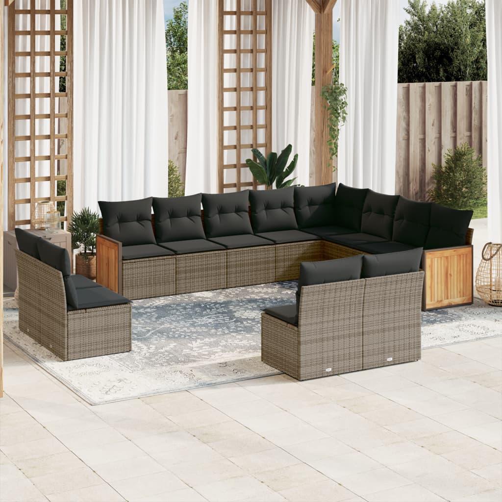 Sofasæt Til Haven 13 Dele Med Hynder Polyrattan Beige - Grå / Uden bord