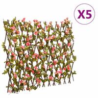 Espalierer med kunstig vedbend 5 stk. 180x60 cm udvidelig pink