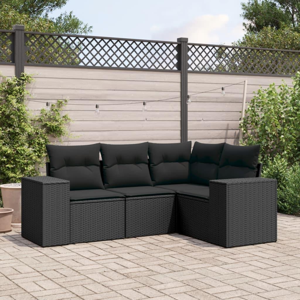 Sofasæt Til Haven 5 Dele Med Hynder Polyrattan - Sort / Uden bord