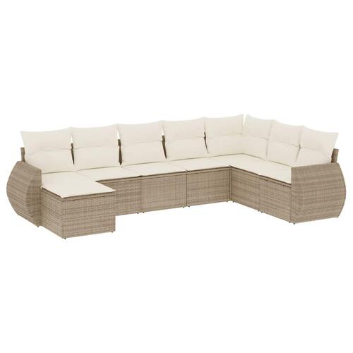Sofasæt til haven 8 dele med hynder polyrattan beige