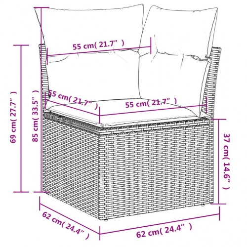 Sofasæt til haven 10 dele med hynder i polyrattan sort