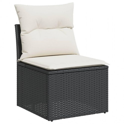 Sofasæt til haven i polyrattan - 10 dele med hynder, sort/creme