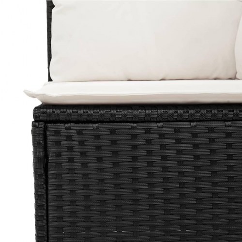 Sofasæt til haven i polyrattan - 10 dele med hynder, sort/creme