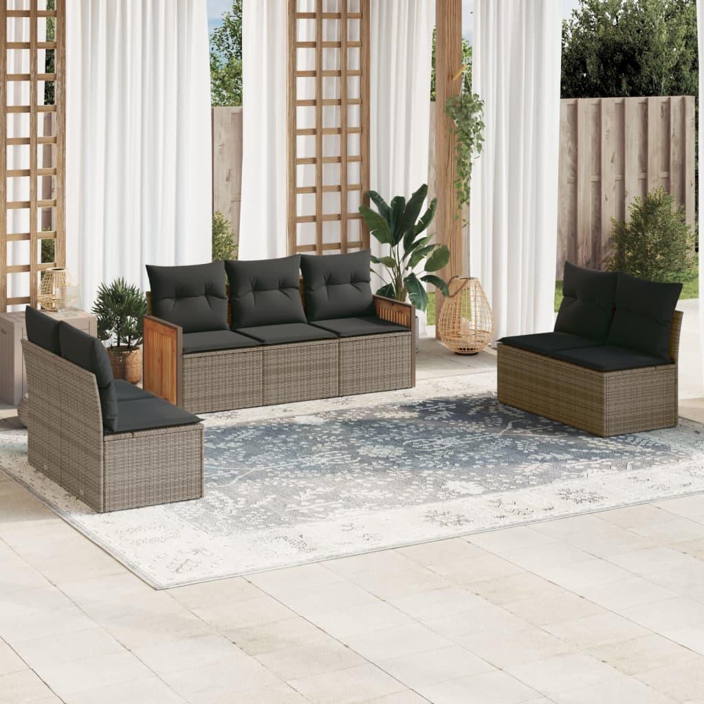 Sofasæt Til Haven 8 Dele Med Hynder Polyrattan - Grå / Uden bord