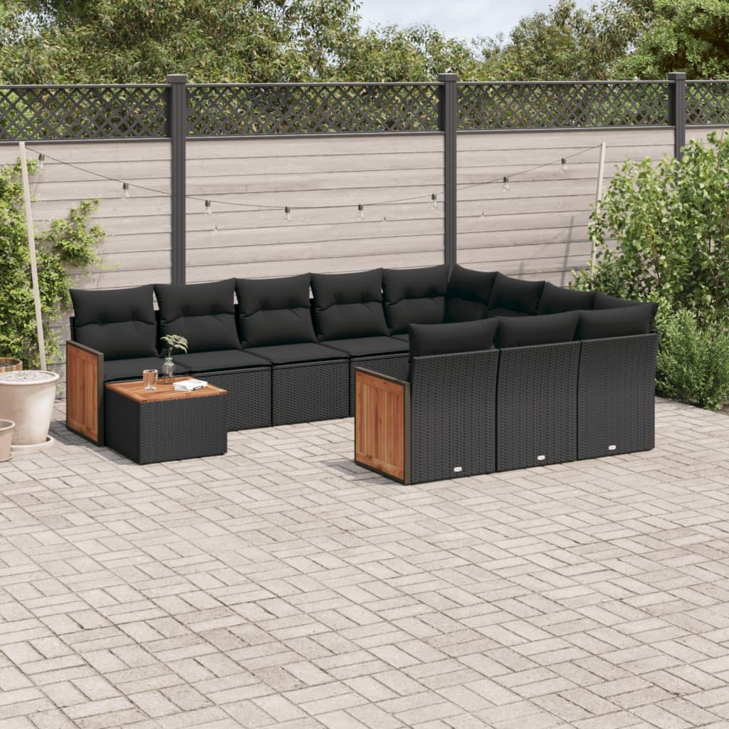 Sofasæt Til Haven 11 Dele Med Hynder Polyrattan Beige - Sort