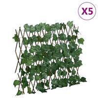 Espalier 5 stk. med kunstige vinblade 190x60 cm udvidelig grøn