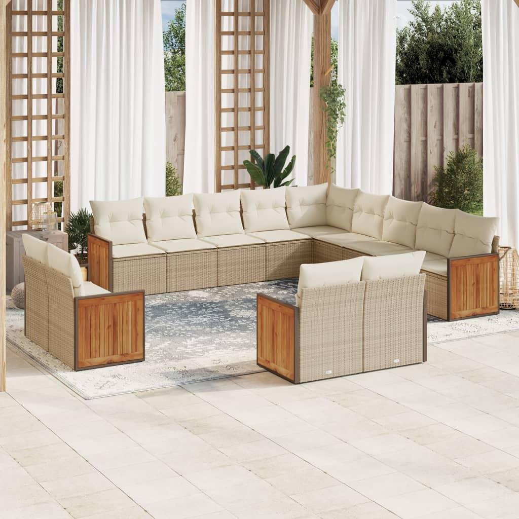 Sofasæt til haven 13 dele med hynder polyrattan beige