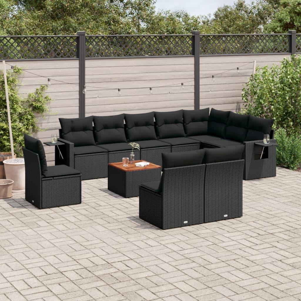 Sofasæt Til Haven 11 Dele Med Hynder Polyrattan Beige - Sort