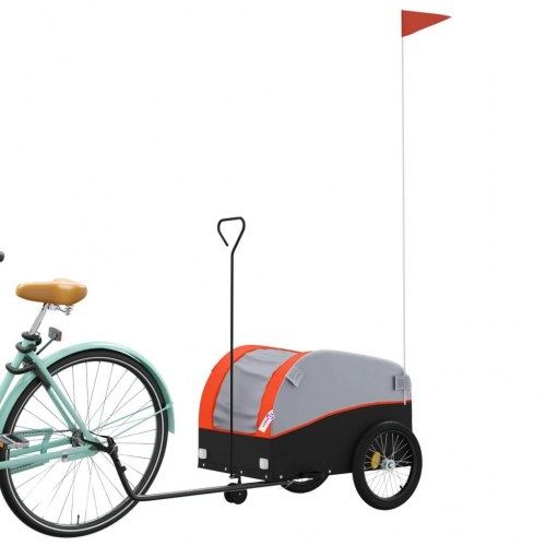 Cykelanhænger 30 kg - jern, sort/orange
