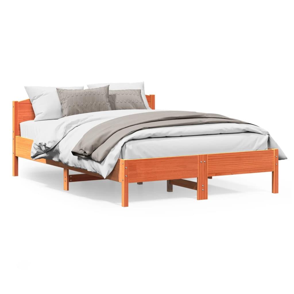 Sengeramme uden madras 150x200 cm massivt fyrretræ gyldenbrun