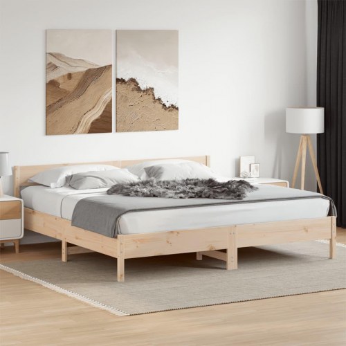 Sengeramme uden madras 200x200 cm massivt fyrretræ