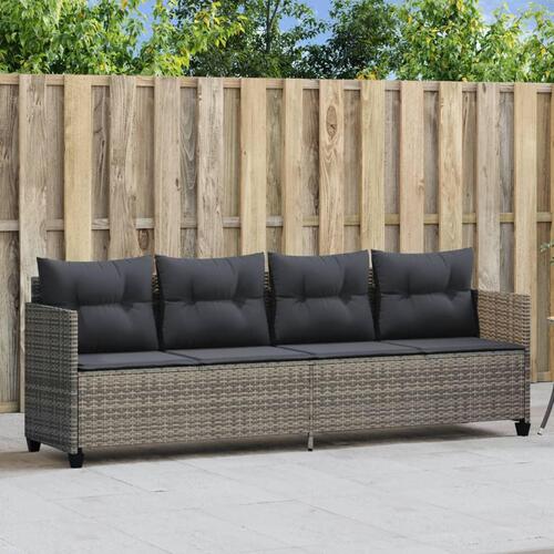 Loungesofa med hynder polyrattan grå