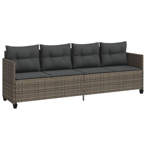 Loungesofa med hynder polyrattan grå