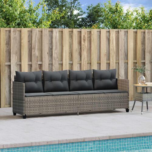 Loungesofa med hynder polyrattan grå