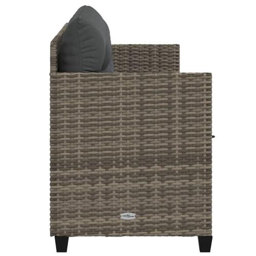 Loungesofa med hynder polyrattan grå