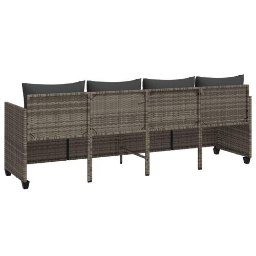 Loungesofa med hynder polyrattan grå