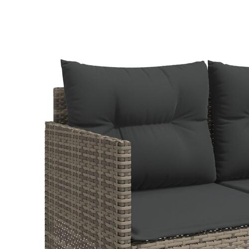 Loungesofa med hynder polyrattan grå