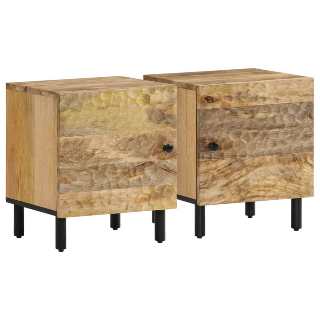 Sengeborde 2 Stk. 40x33x46 Cm Massivt Mangotræ