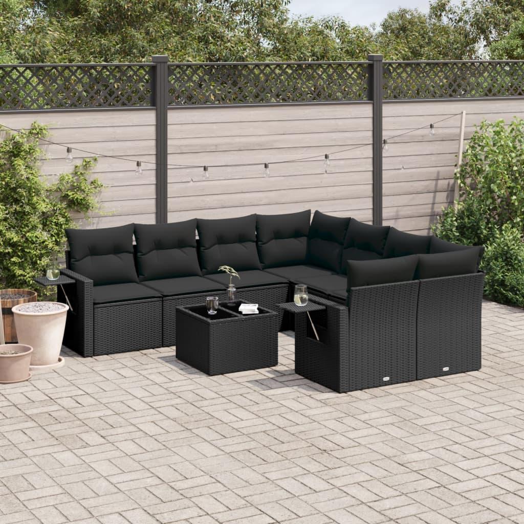 Sofasæt Til Haven 9 Dele Med Hynder Polyrattan - Sort