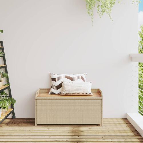 Opbevaringsbænk 100x50x52 cm polyrattan og akacietræ beige