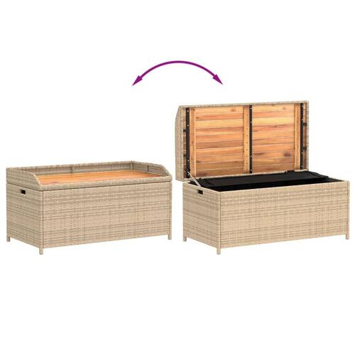 Opbevaringsbænk 100x50x52 cm polyrattan og akacietræ beige